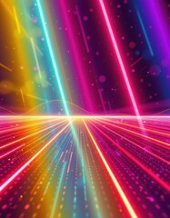 Poster - neon vaporwave aesthetic with glowing pink streaks and halftone dots on a deep purple backdrop