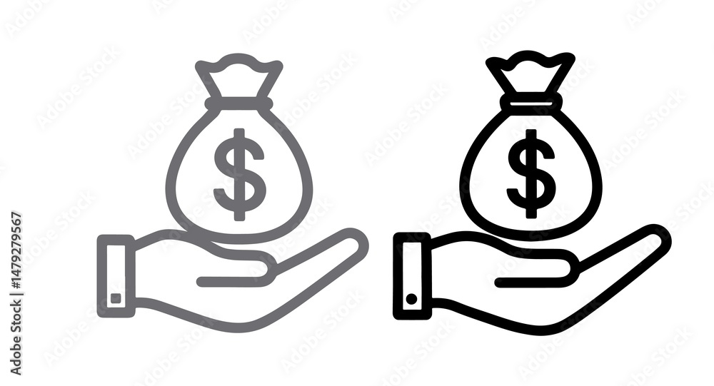 Minimalist black and white vector icon featuring a stylized hand ...