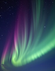 Poster - night sky scene with streaks of aurora borealis colorsâ€”greens, blues, and pinksâ€”flowing across a dark backdrop