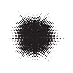 Leinwandbilder - Burst Halftone light effect. Glowing light burst. abstract grunge halftone dots background. Vector illustration.