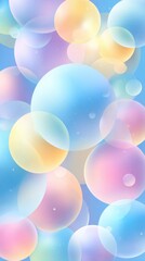 Poster - Soft and Colorful Abstract Background with Light Pastel Bubbles Floating in a Gentle Blue Environment