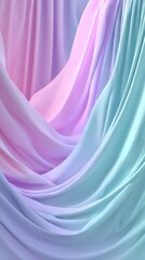 Poster - Soft Pastel Drapes Fluid Fabric in Shades of Pink and Blue Textures for Elegant Backgrounds and Abstract Art Designs