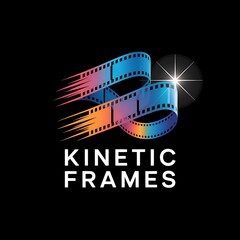 Wall Mural - dynamic film reel motion streaks sparkle effect logo on black background visual media identity