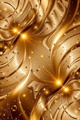 Poster - An opulent design with flowing golden curves, shimme highlights, and subtle textures creating a luxurious, dreamlike background for elegant designs and concepts.