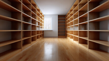 3d realistic vector icon. isolated bookcase with empty shelves.