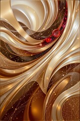 Poster - Abstract golden swirls create an elegant and luxurious background with flowing lines and sparkling accents evoking a sense of opulence and sophistication.