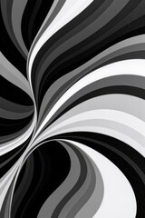 Poster - A mesmerizing grayscale abstract artwork showcasing undulating ribbons that create a dynamic, swirling vortex effect with a captivating sense of depth and movement.