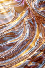 Poster - Abstract golden waves flow elegantly, creating a luxurious and shimme texture with small sparkles, evoking a sense of opulence and graceful movement.