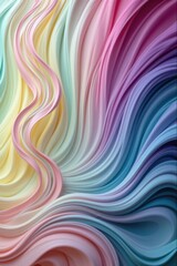 Poster - Abstract pastel waves flow seamlessly together, creating a mesmerizing pattern of soft and delicate colors that evoke a sense of serenity and gentle movement.