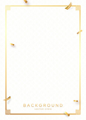 Wall Mural - chinese new year background with oriental style pattern, golden confetti and frame border decoration