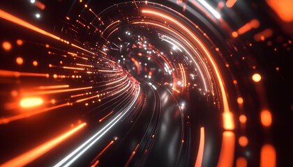 Poster - Abstract digital tunnel with swirling light patterns.