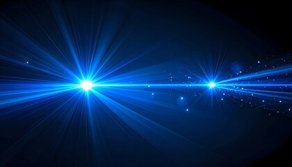 Poster - A vibrant blue light burst against a dark background, creating a dynamic and energetic visual effect with glowing particles