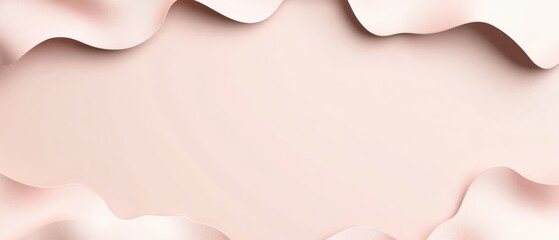 Poster - Abstract light pink background with wavy paper edges, creating a soft and elegant frame for product presentation or graphic design