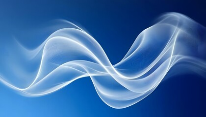 Poster - Abstract swirling white lines on a deep blue backdrop.
