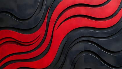 Poster - Abstract design with red and black wavy lines.