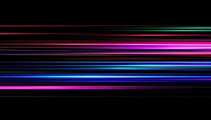 Poster - Vibrant, colorful light streaks create a dynamic, abstract composition against a dark background, conveying energy and motion