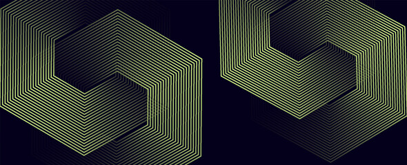 Poster - abstract green background with glowing geometric lines. modern sabstract gold background with glowin