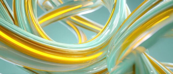 Poster - Abstract flowing teal and gold lines with luminous glow, creating a dynamic and modern background for technology or design concepts