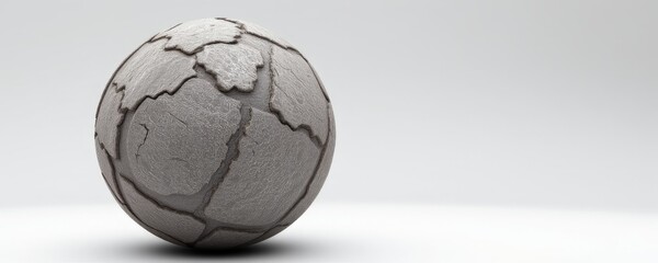 Poster - Minimalistic White Sphere with Textured Surface on Gray Background