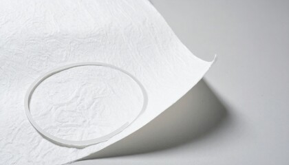 Poster - Textured white paper with circle imprint minimalist photography studio setting artistic perspective