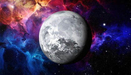 Wall Mural - celestial realm: an artistic rendering of a lone planet suspended in the expanse of space, framed by