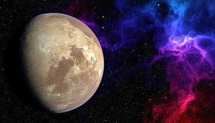 Wall Mural - celestial spheres: a vibrant display of cosmic artistry, revealing a distant planet, illuminated by 