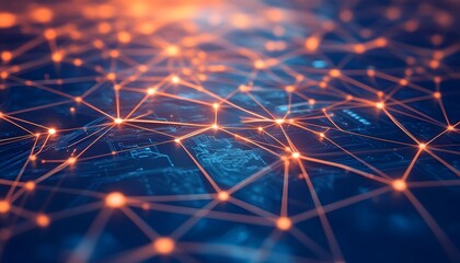 Poster - Complex network of interconnected nodes and lines.
