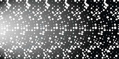 Fototapete - abstract black gradient background with white vector black banner with set of circles, dots. Donuts Background.