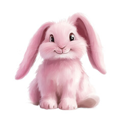 Poster - Charming depiction of a fluffy bunny with gentle pink hues and a peaceful isolated setting, creating a tender and delightful mood