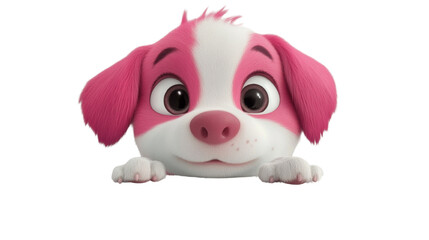 Aufkleber - Adorable pink and white puppy character with big eyes on transparent background