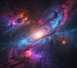 Wall Mural - swirling nebulae in vibrant hues, cosmic dust trails , energy, color, pattern