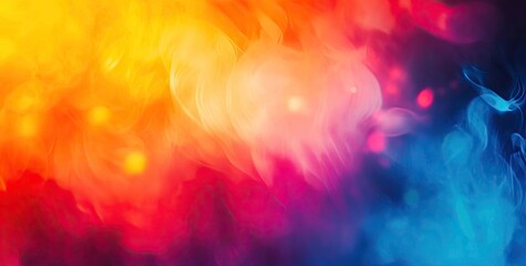 Poster - A vibrant abstract wave of flowing colors in shades of blue. purple. and orange. creating a dynamic and energetic background suitable for digital art and design projects