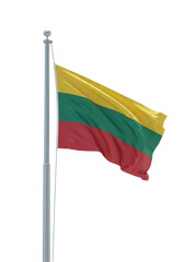 Wall Mural - lithuania flag waving in the wind on a flagpole isolated on transparent png