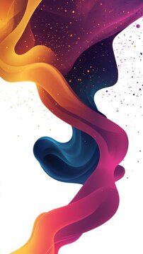 Across the image, a curving staircase rises diagonally, its vibrant orange and blue tones standing out against a bright white setting