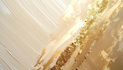 Poster - Artistic expression gold and white abstract painting contemporary studio digital artwork aesthetic close-up view