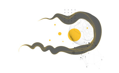 Aufkleber - Abstract wireframe wave. Template for science and technology presentation. Vector art.