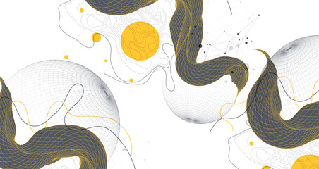 Aufkleber - Abstract wireframe wave. Template for science and technology presentation. Vector art.