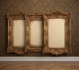 Wall Mural - Elegant vintage frames on damask, ornate borders ,  art deco,  classic