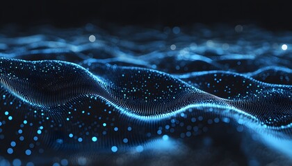 Poster - Abstract digital design with shimmering blue dots.