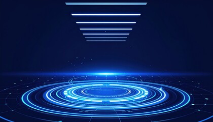 Poster - Futuristic light beam action virtual space abstract graphic design digital environment aerial view technology concept