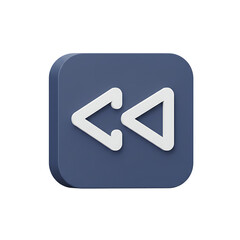 Fototapete - 3D Render of Rewind Button Icon on Dark Blue Square