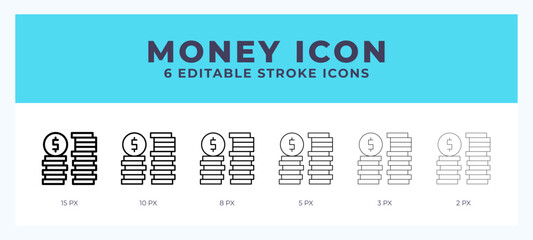 Aufkleber - Money icon vector for web. And mobile app. Editable stroke outline icon.