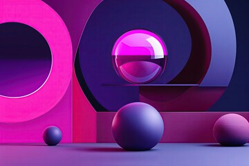 Poster - Magenta Highlights in Abstract Art with Bold Shapes and Eye-Catching Design Elements