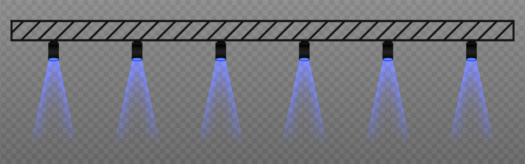 Wall Mural - blue spotlight. hanging fixtures with vivid green beams, ideal for show lighting, club visuals, and 