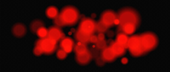 Wall Mural - bright red circular bokeh lights with intense blur. festive digital particles and abstract glowing f