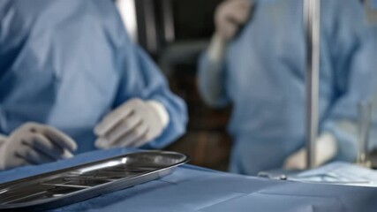 Poster - Medical team working with advanced 3d bioprinting technology, carefully examining intricate porous bone graft during innovative surgical preparation in sterile operating environment