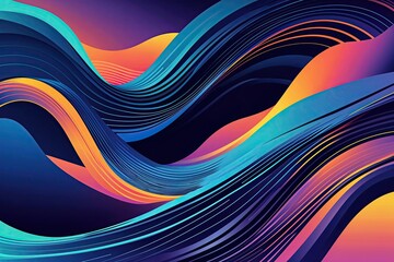 Poster - Contemporary Abstract Corporate Illustration with Dynamic Wave Line Design