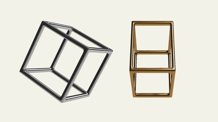 Wall Mural - Animation of two three dimensional rectangle models with various rotations.