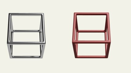 Wall Mural - Animation of two three dimensional rectangle models with various rotations.
