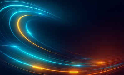 Poster - blue and orange swirl glowing spiral  futuristic background.